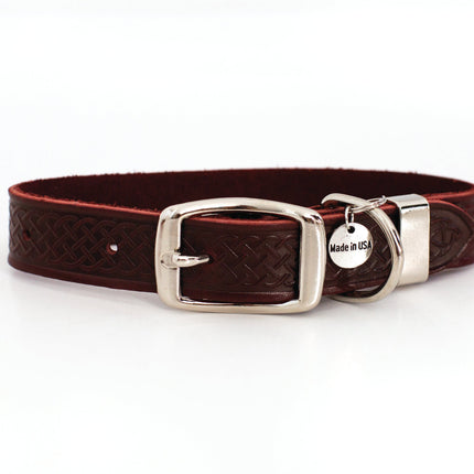 Z Celtic Style Leather Dog Collar