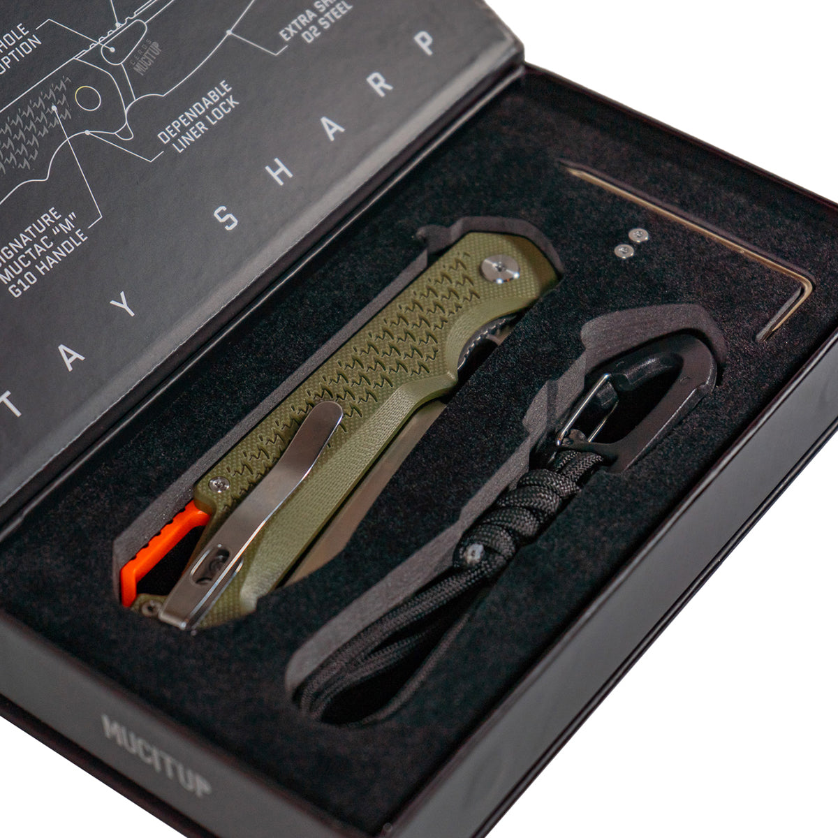 MUCTAC Ceros Folding Knife D2 Steel 3.8" Blade OD Green G10 Liner Lock EDC