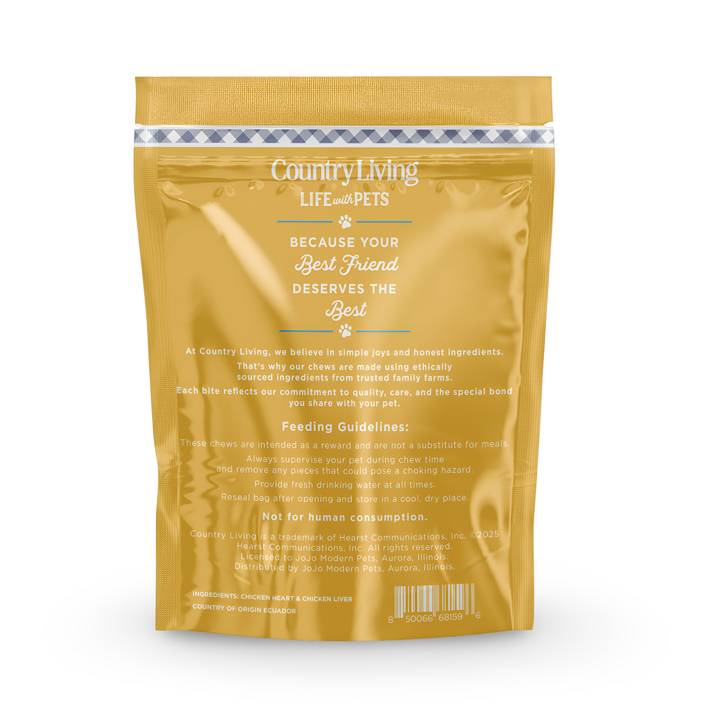 Country Living Dehydrated Chicken Hearts & Livers Dog Treats – 9oz Bag – 100% Natural, High-Protein, Single-Ingredient – Grain-Free, Healthy Training & Reward Treats – No Preservatives or Additives