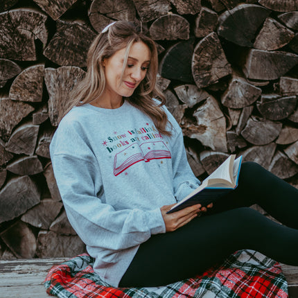 Snow Is Falling Books Are Calling Crewneck Sweatshirt