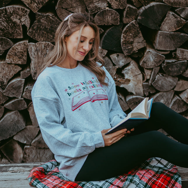 Snow Is Falling Books Are Calling Crewneck Sweatshirt