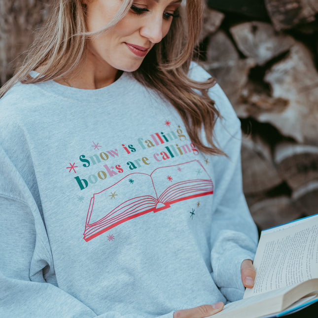Snow Is Falling Books Are Calling Crewneck Sweatshirt