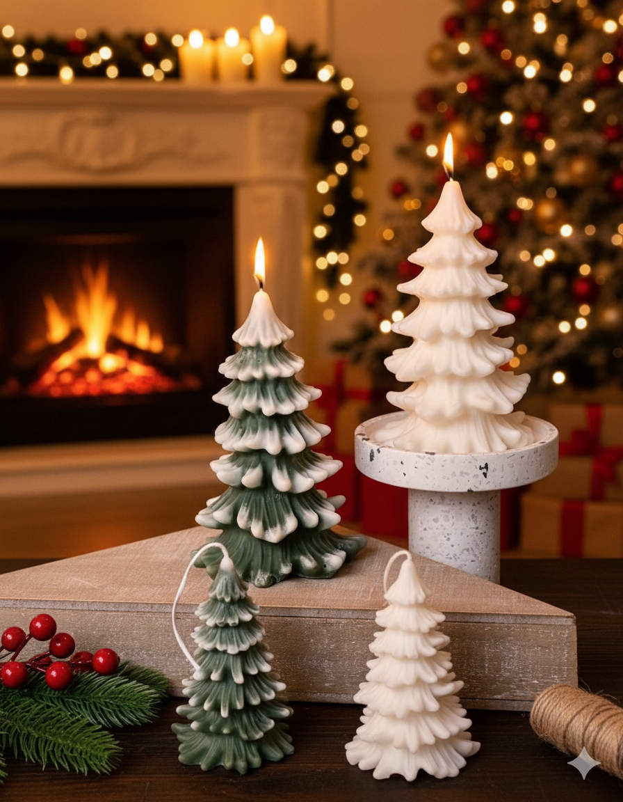 Christmas Tree Candles - Cedar Trees Holiday Decor