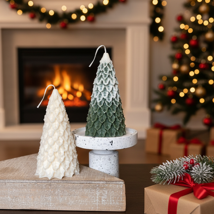Christmas Pine Tree Candles for Festive Holiday Decor
