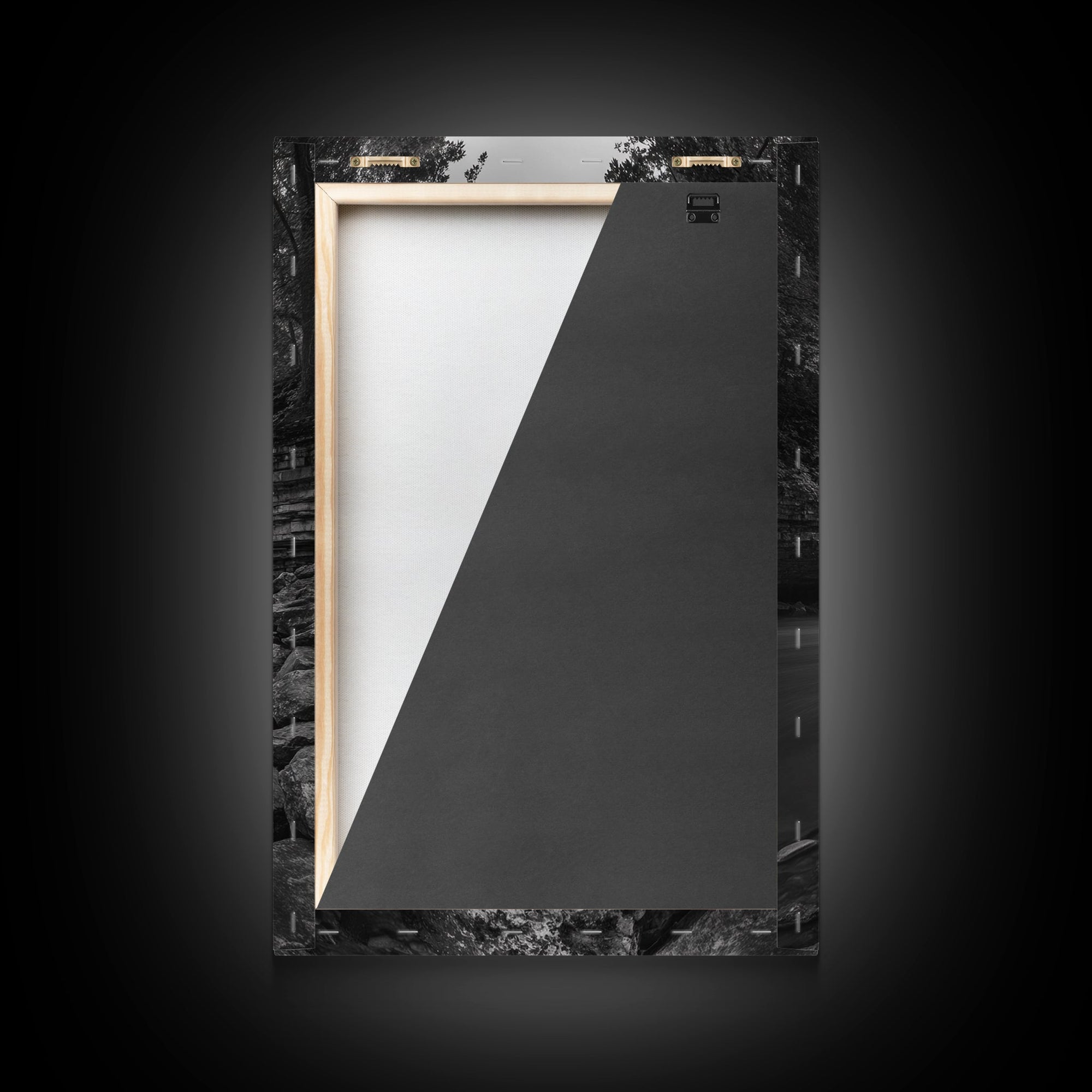 Waterfall Serenity, Nature Escape, River Rock Flow, Bedroom Wall Decor, Framed Canvas Print, Modern Rustic Forest Wall Art