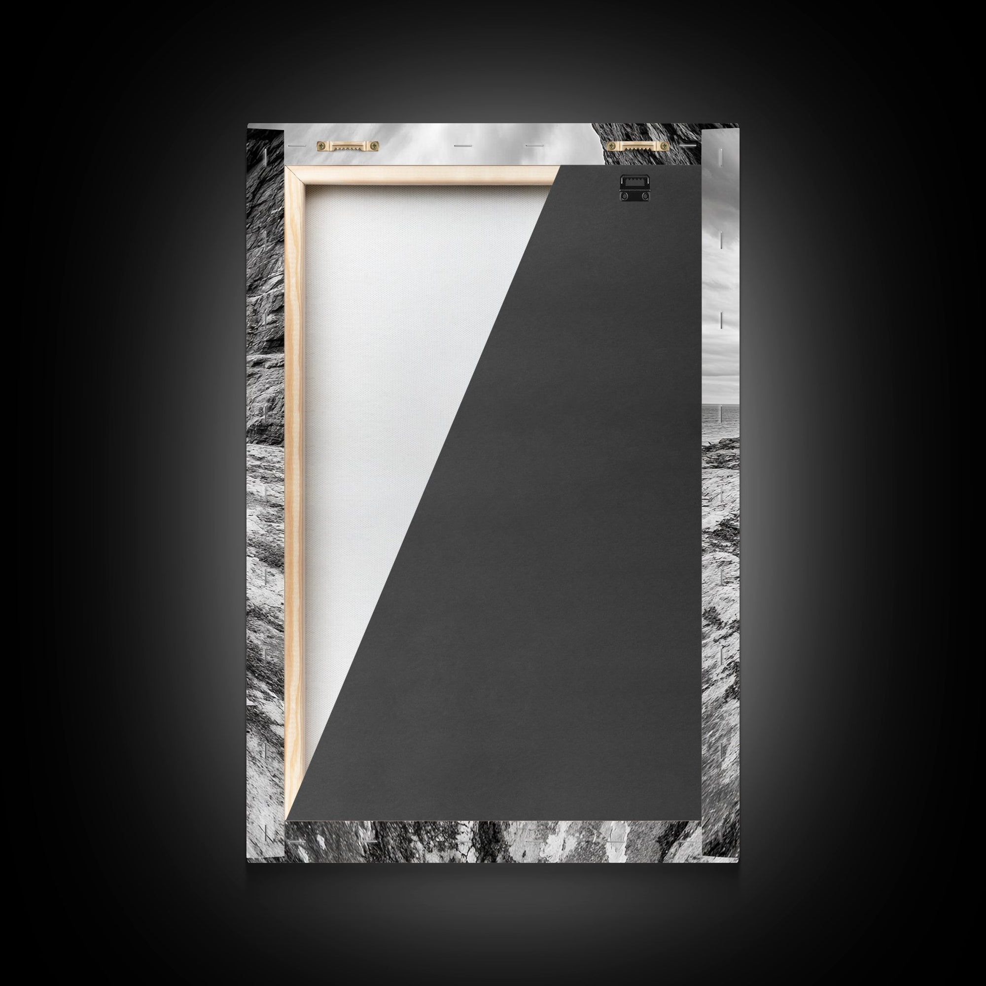 Compass On Cliff, Adventure Travel Art, Nautical Wall Decor, Framed Canvas Print, Rustic Office Art, Nature Explorer Gift Idea