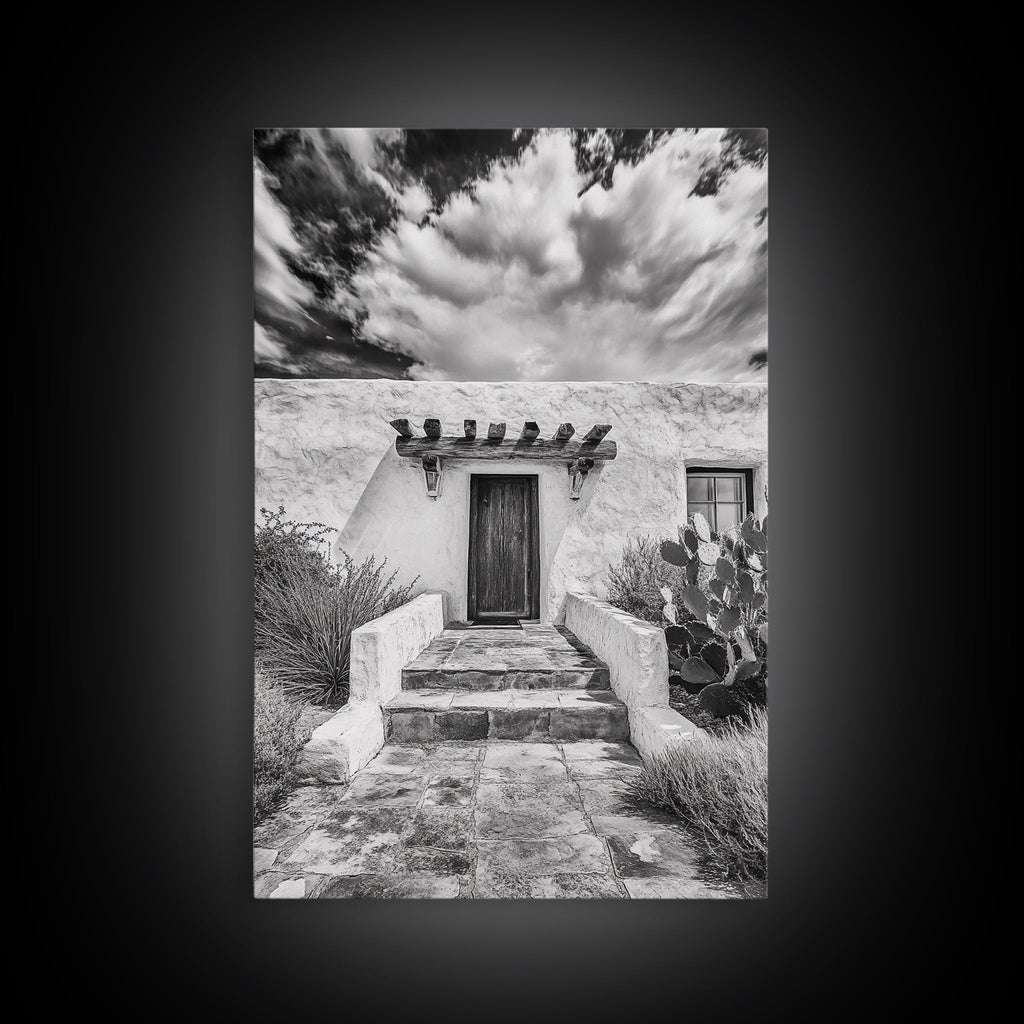 Desert Doorway, Rustic Adobe, Southwestern Style, Framed Canvas Print, Entryway Art, Neutral Wall Art, Minimalist Home Decor