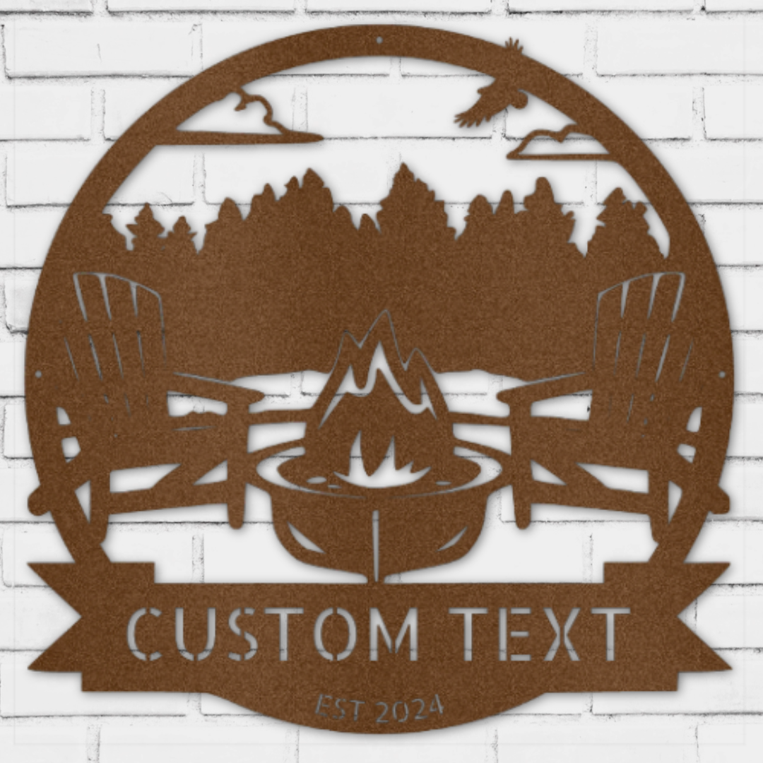 Lake Scene Metal Sign - Personalized Gifts - Custom Campfire and Camper Decor Sign