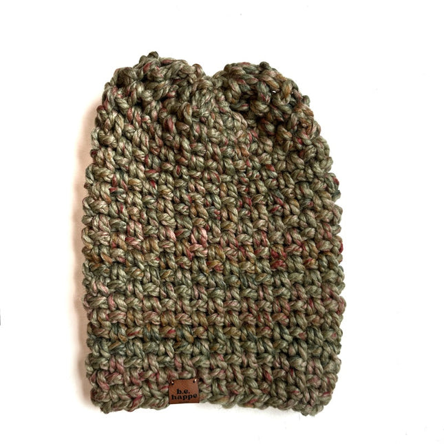 Crochet Simple Slouch Hat | Green Variegated Slouchy Beanie