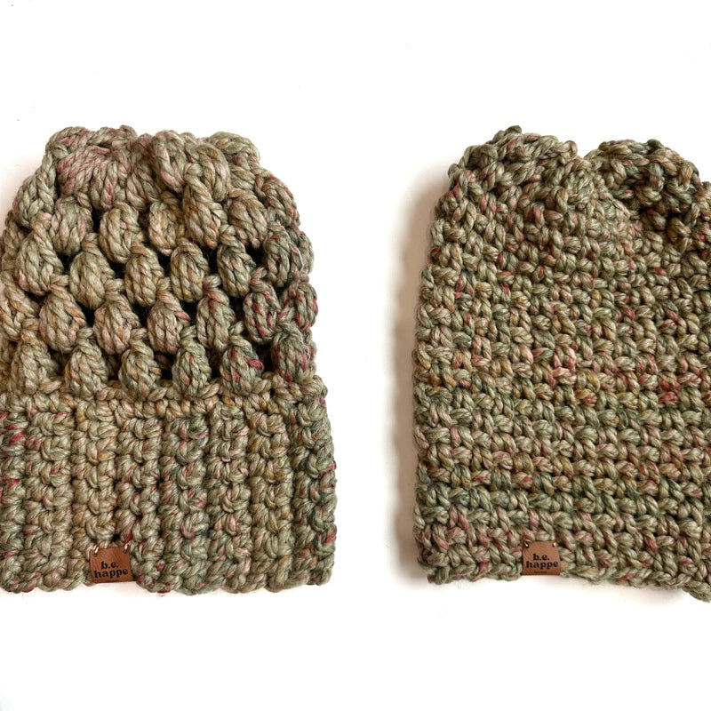 Crochet Simple Slouch Hat | Green Variegated Slouchy Beanie