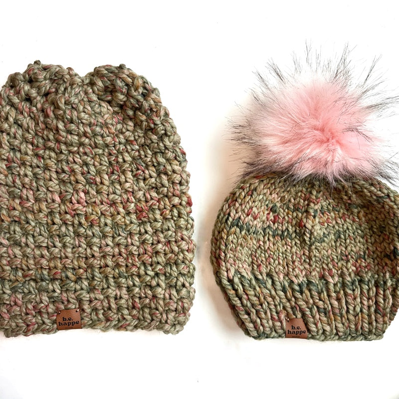 Crochet Simple Slouch Hat | Green Variegated Slouchy Beanie