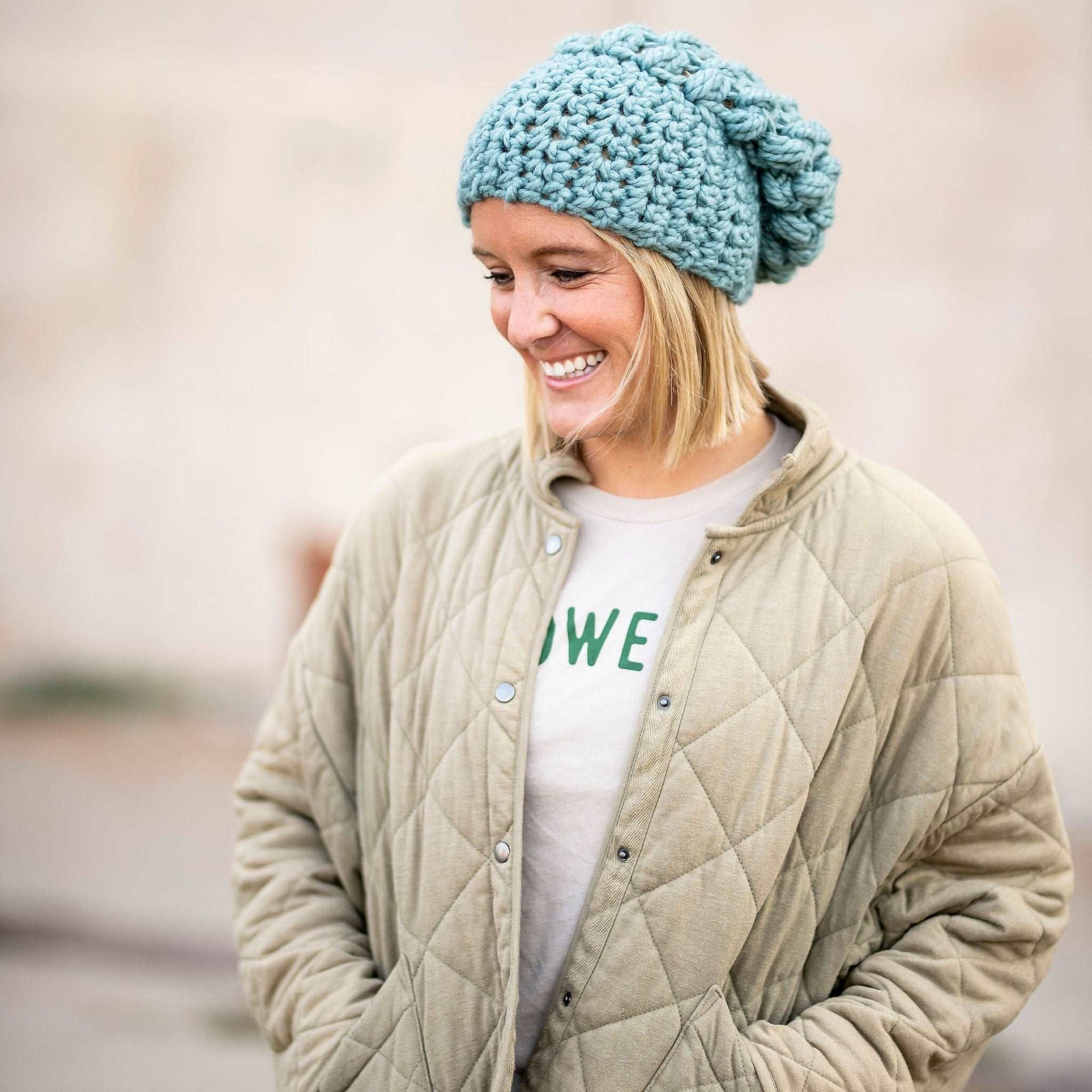 Crochet Slouch Hat | Succulent Blue Slouchy Beanie