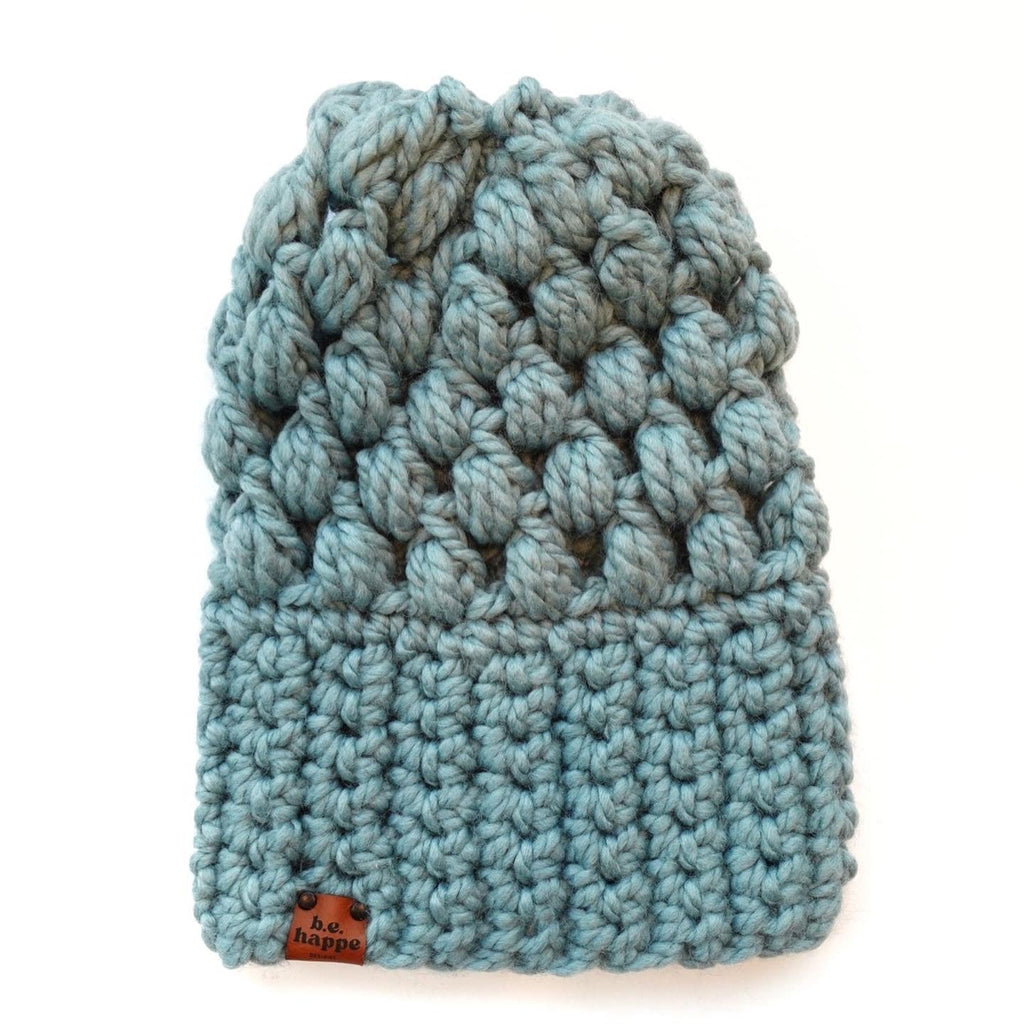 Crochet Slouch Hat | Succulent Blue Slouchy Beanie