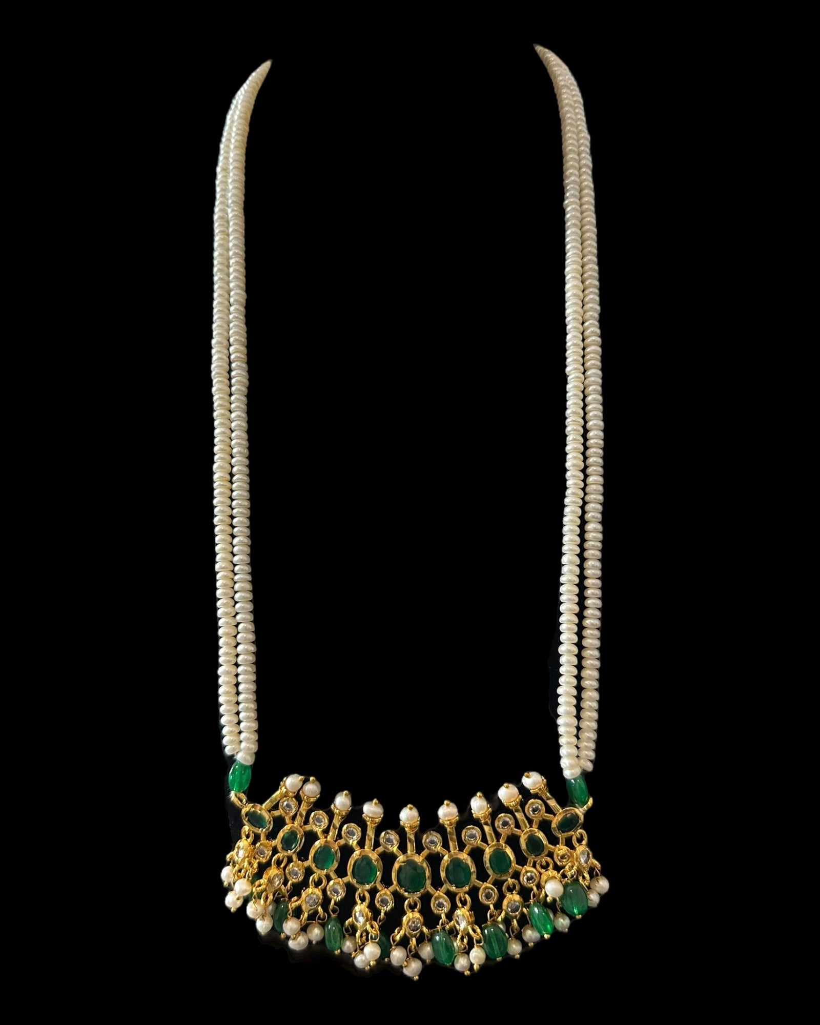 PS559 Hyderabadi / Nizami tirmani in fresh water pearls with chandbali( READY TO SHIP )