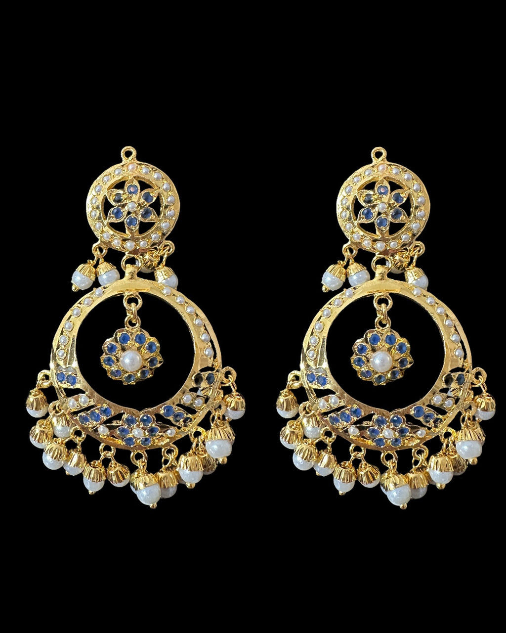 DNS202 sapphire pearl jadau necklace set with tika ( READY TO SHIP )