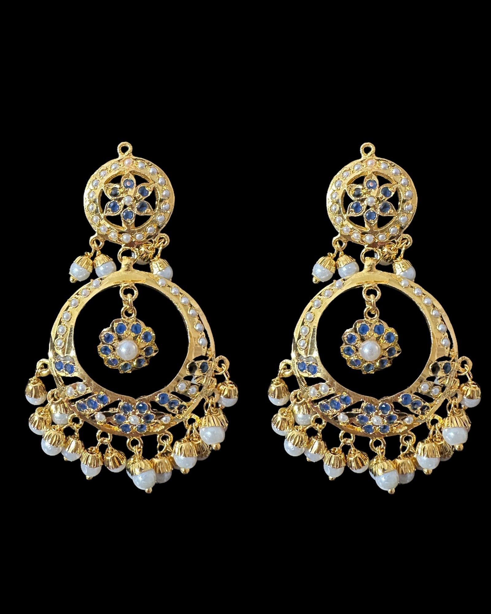 DNS202 sapphire pearl jadau necklace set with tika ( READY TO SHIP )