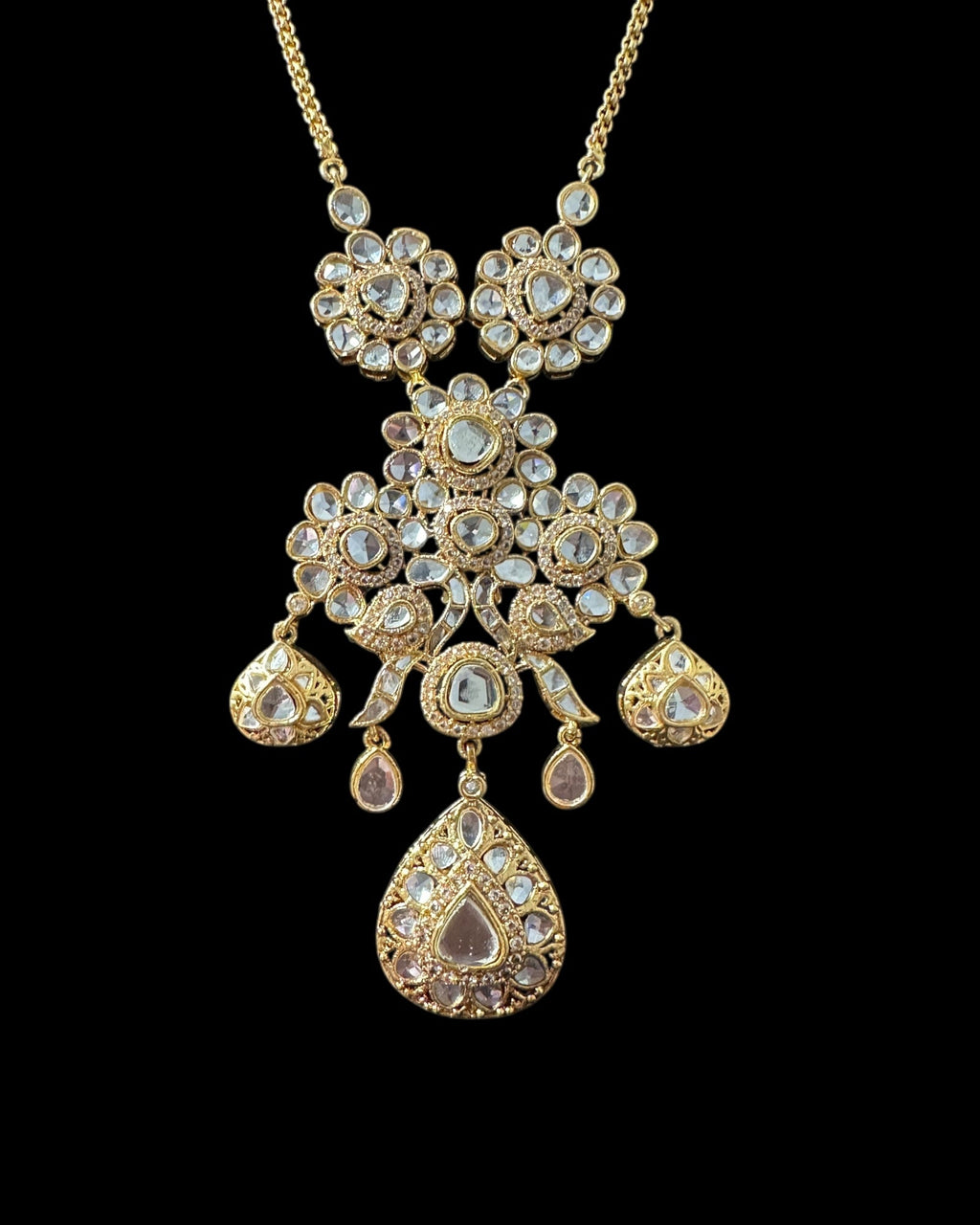 PS554 Long delicate kundan pendant mala ( READY TO SHIP )