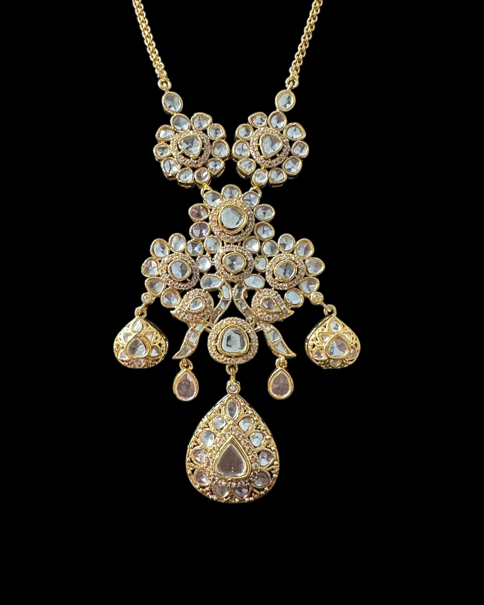 PS554 Long delicate kundan pendant mala ( READY TO SHIP )