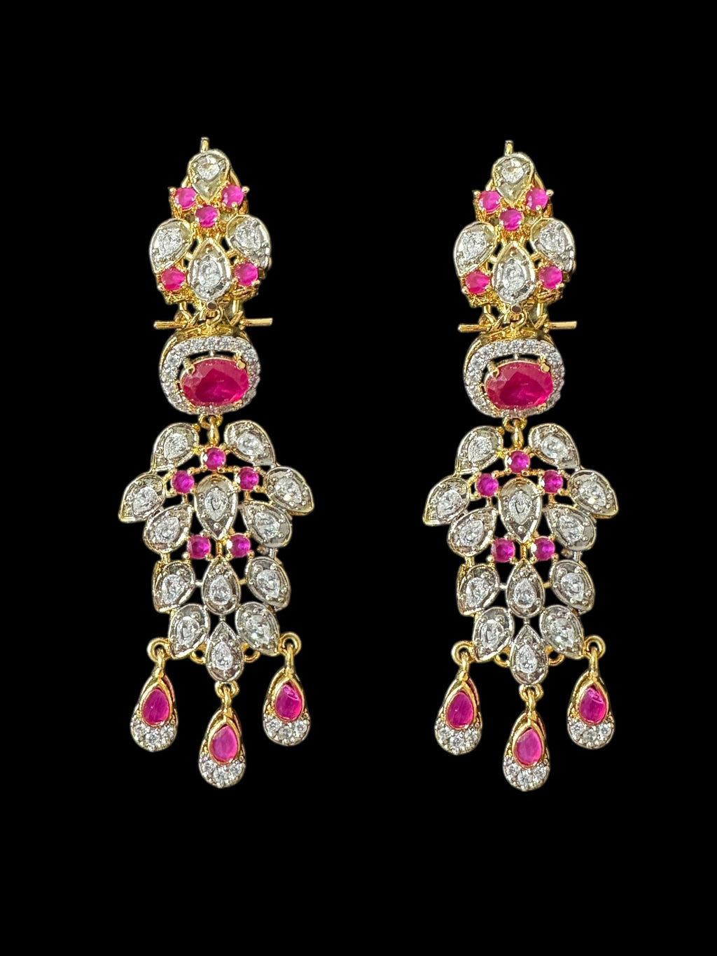 DNS201 high quality necklace set with zircon and ruby cz stone ( READY TO SHIP )