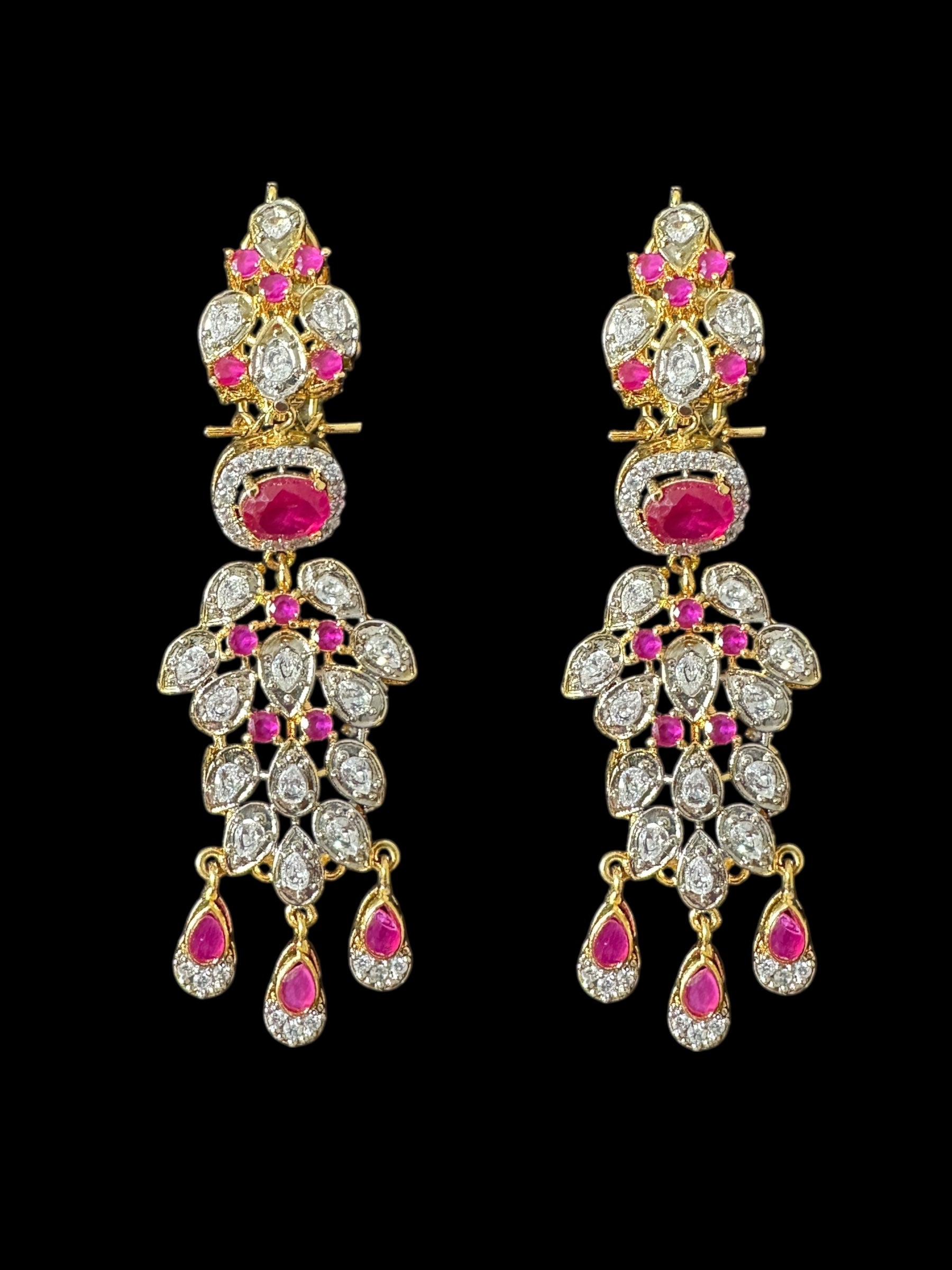 DNS201 high quality necklace set with zircon and ruby cz stone ( READY TO SHIP )