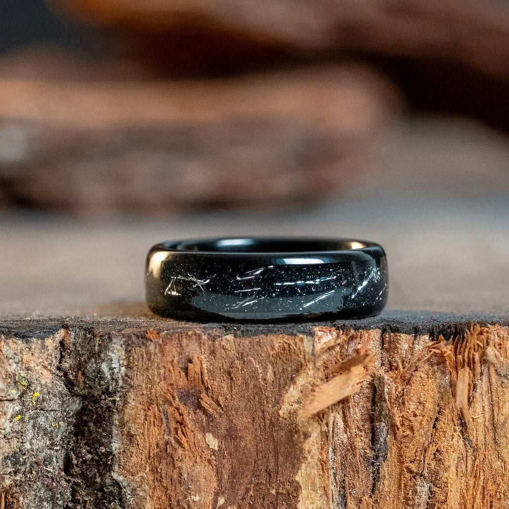 Black Galactic Meteorite Tungsten Carbide Ring - 6mm