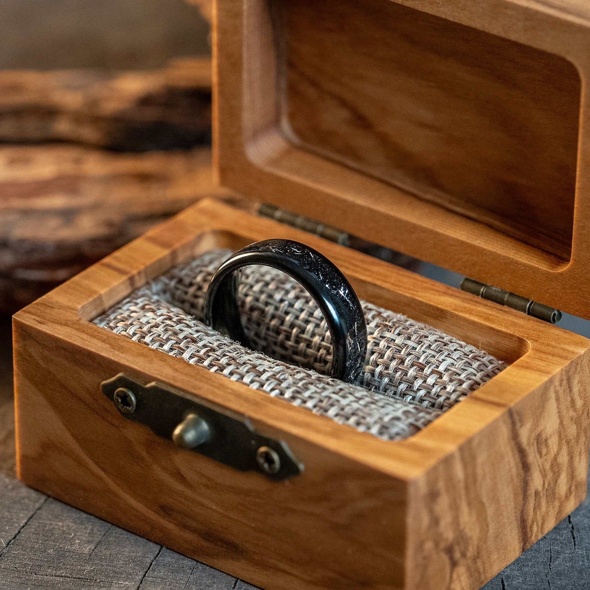 Black Galactic Meteorite Tungsten Carbide Ring - 6mm