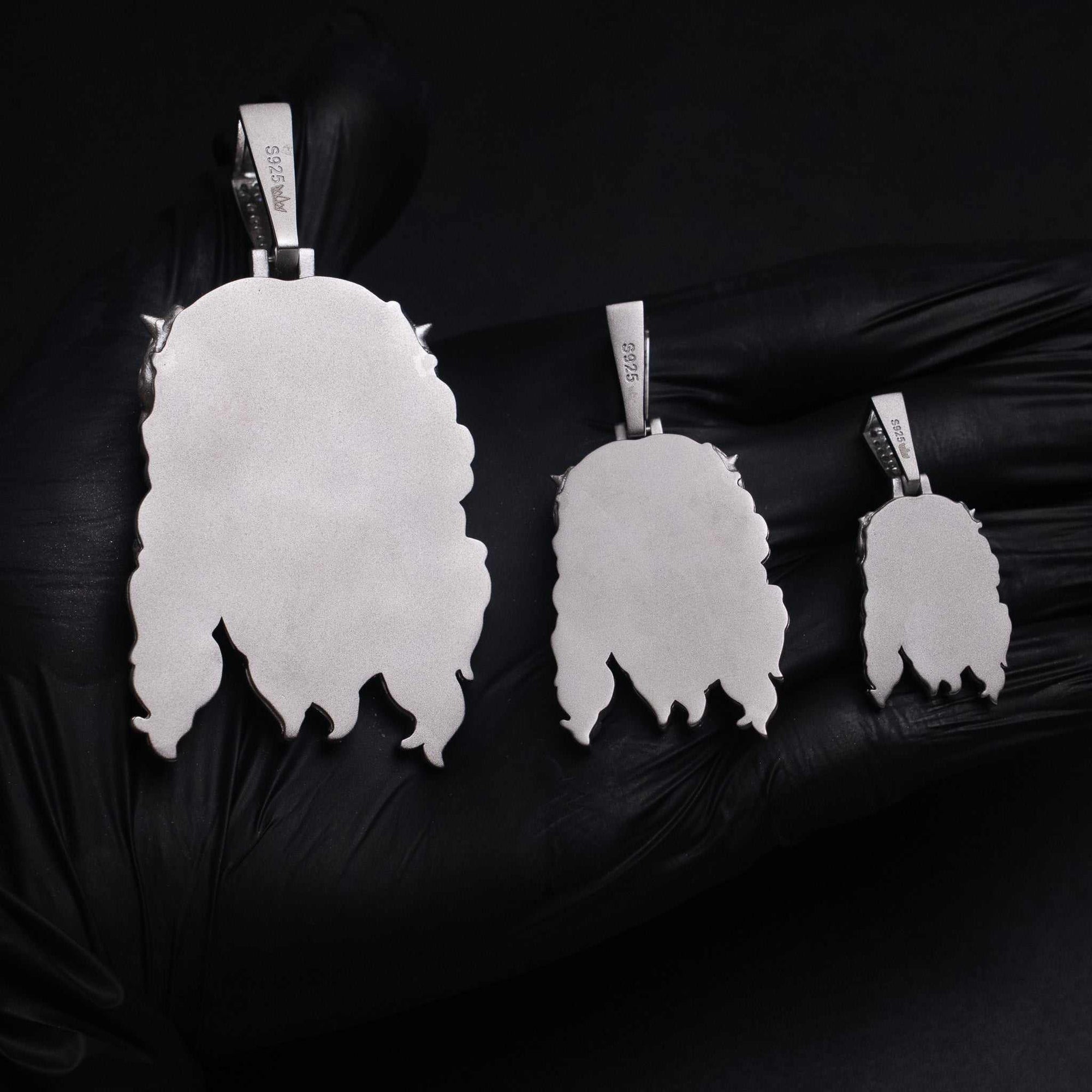 Jesus Piece Head Pendant Moissanite Matte Finish Solid 925 Sterling Silver