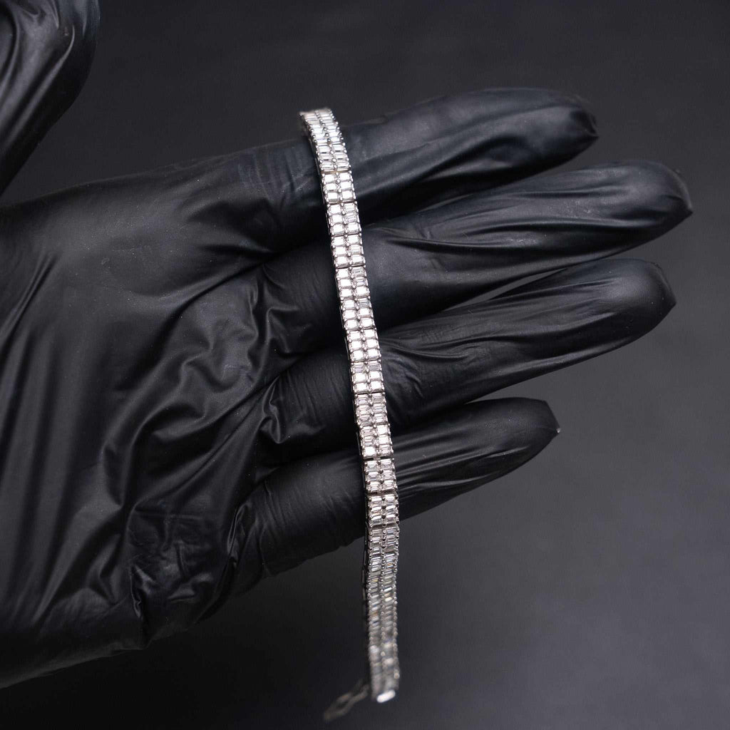 Baguette Moissanite Square Tennis Bracelet Solid 925 Sterling Silver