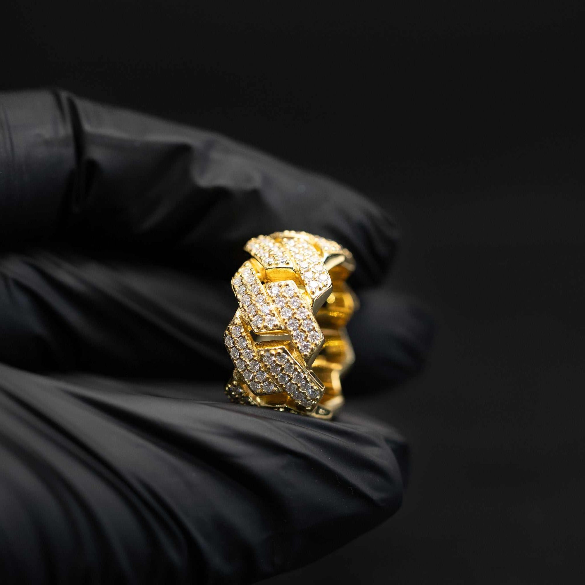 Cuban Link Moissanite 14K Gold Over 925 Sterling Silver Ring