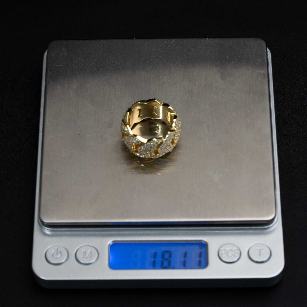 Cuban Link Moissanite 14K Gold Over 925 Sterling Silver Ring