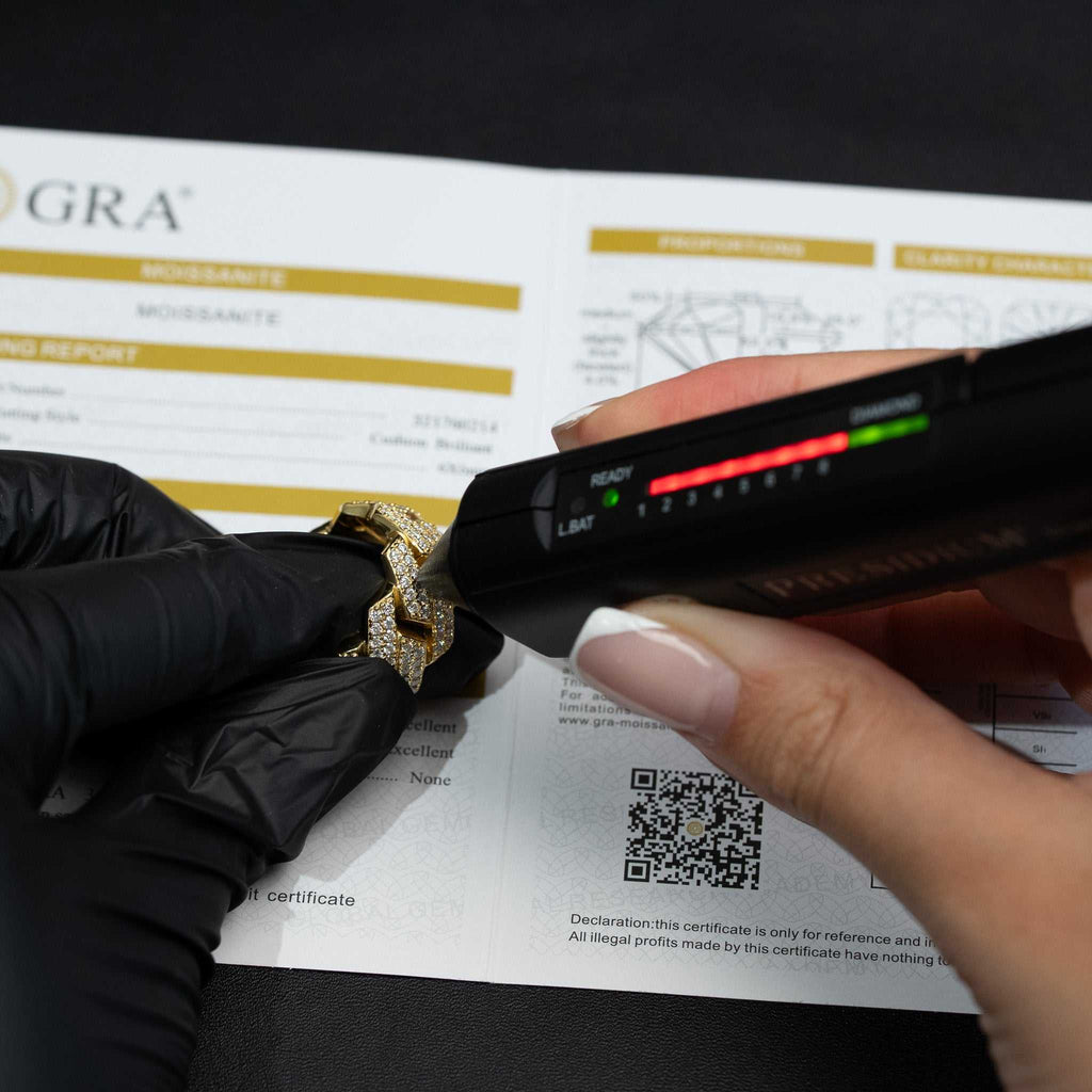 Cuban Link Moissanite 14K Gold Over 925 Sterling Silver Ring