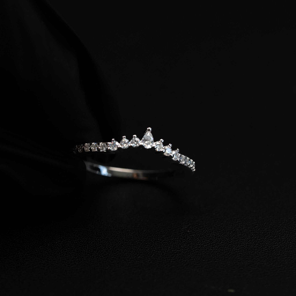 Curved Tear Drop 925 Sterling Silver Moissanite Stacking Women Wedding Band