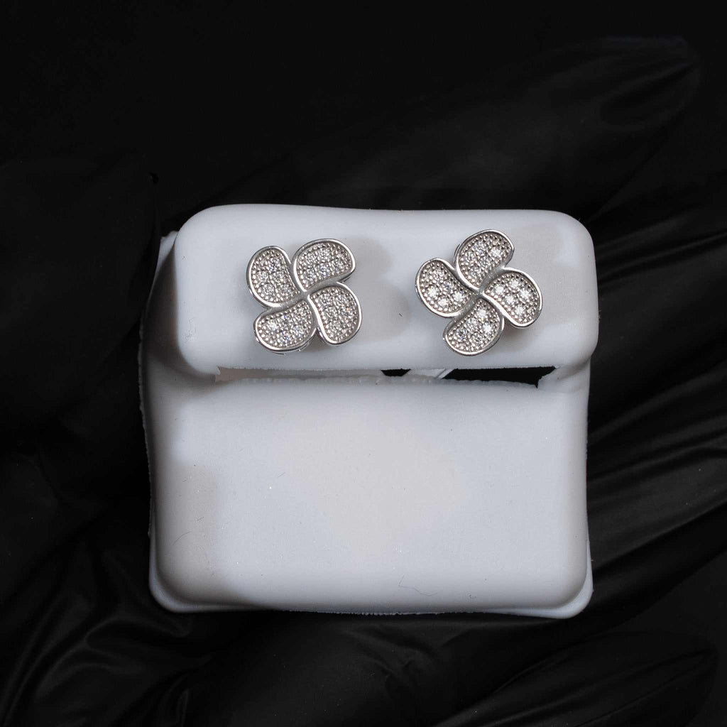 Moissanite Flower Stud Earrings 925 Sterling Silver Screw Back