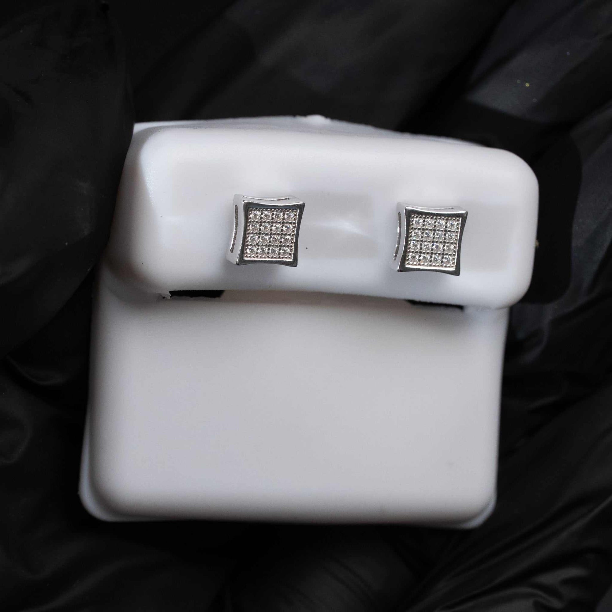 Moissanite Square Kite Stud Earrings 925 Sterling Silver Screw Back