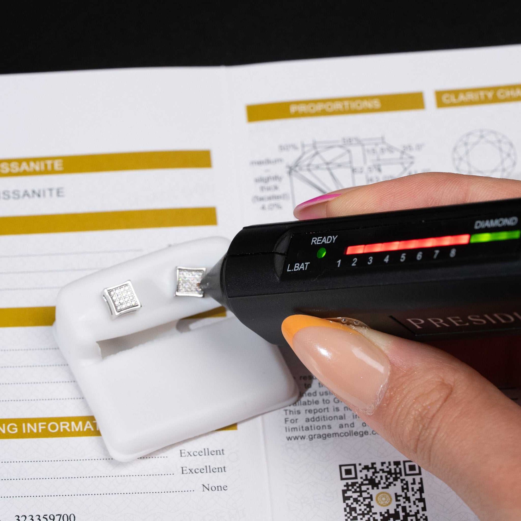 Moissanite Square Kite Stud Earrings 925 Sterling Silver Screw Back