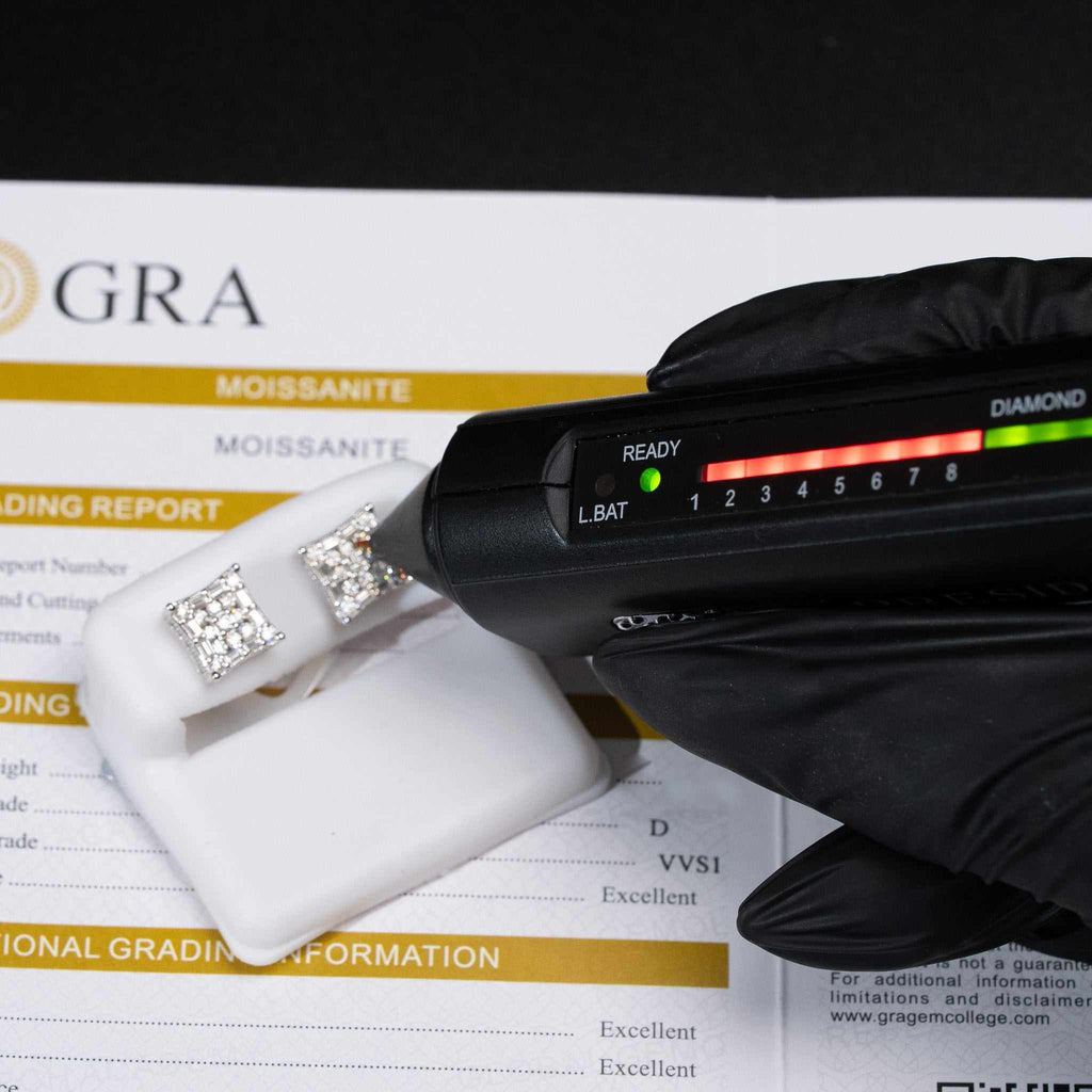 Moissanite Square Kite Earrings 925 Sterling Silver Screw Back