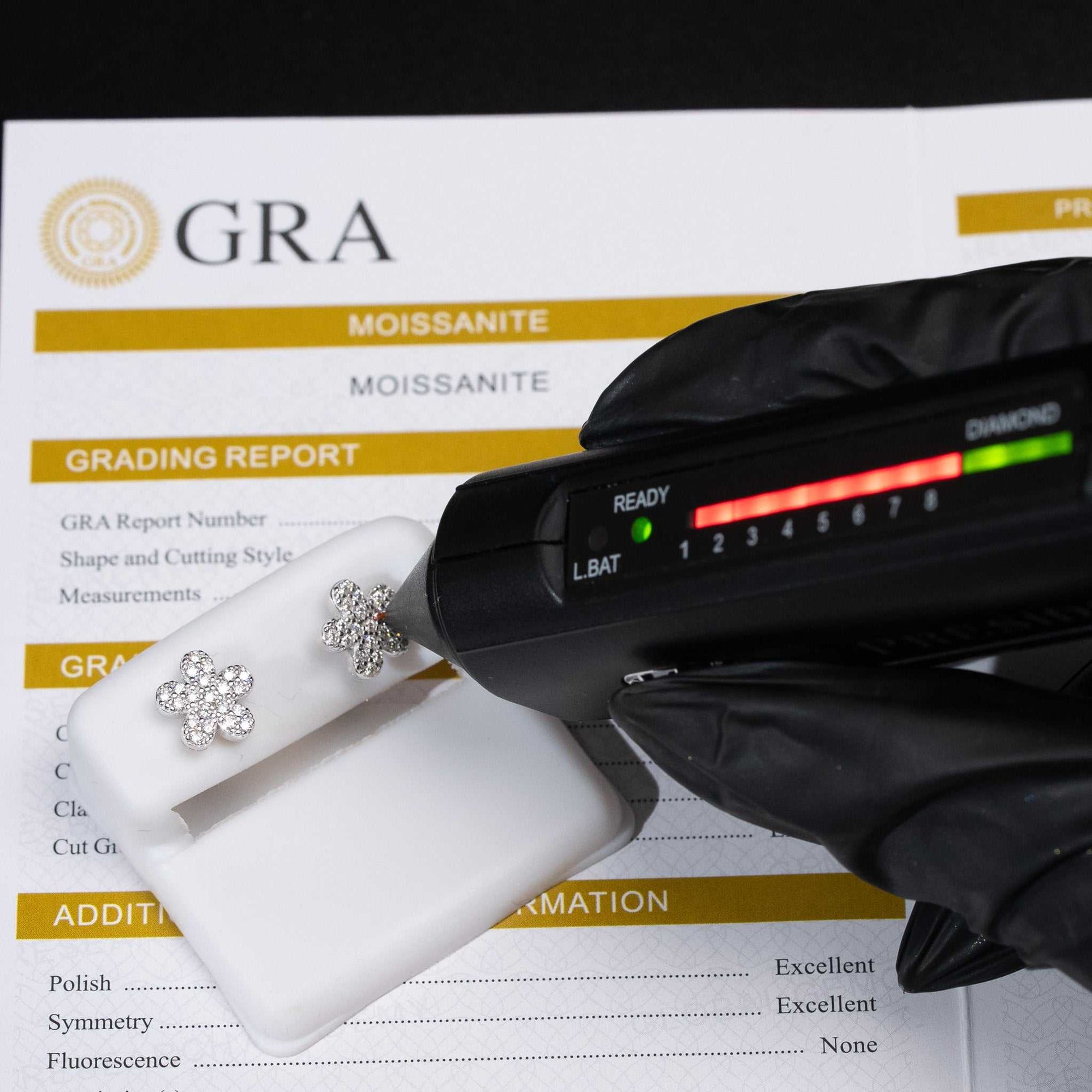 Moissanite Flower Stud Earrings 925 Sterling Silver Screw Back