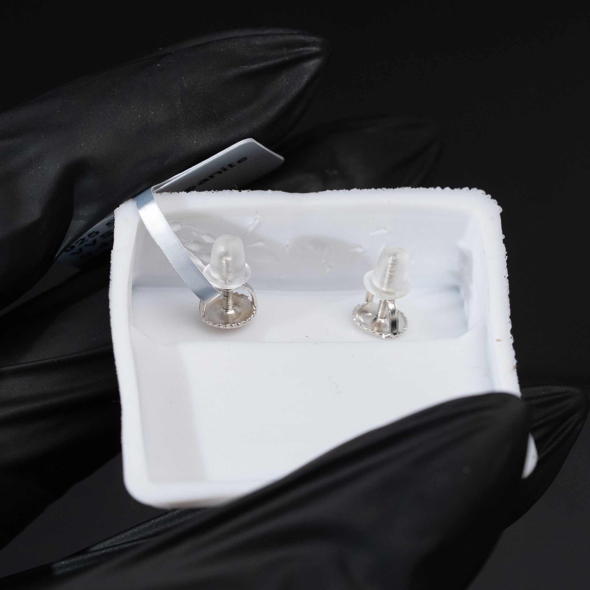 Moissanite Round Stud Earrings 925 Sterling Silver Screw Back