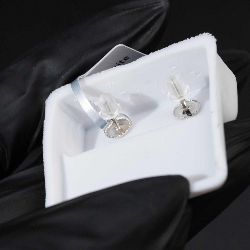 Moissanite Round Halo Stud Earrings 925 Sterling Silver Screw Back