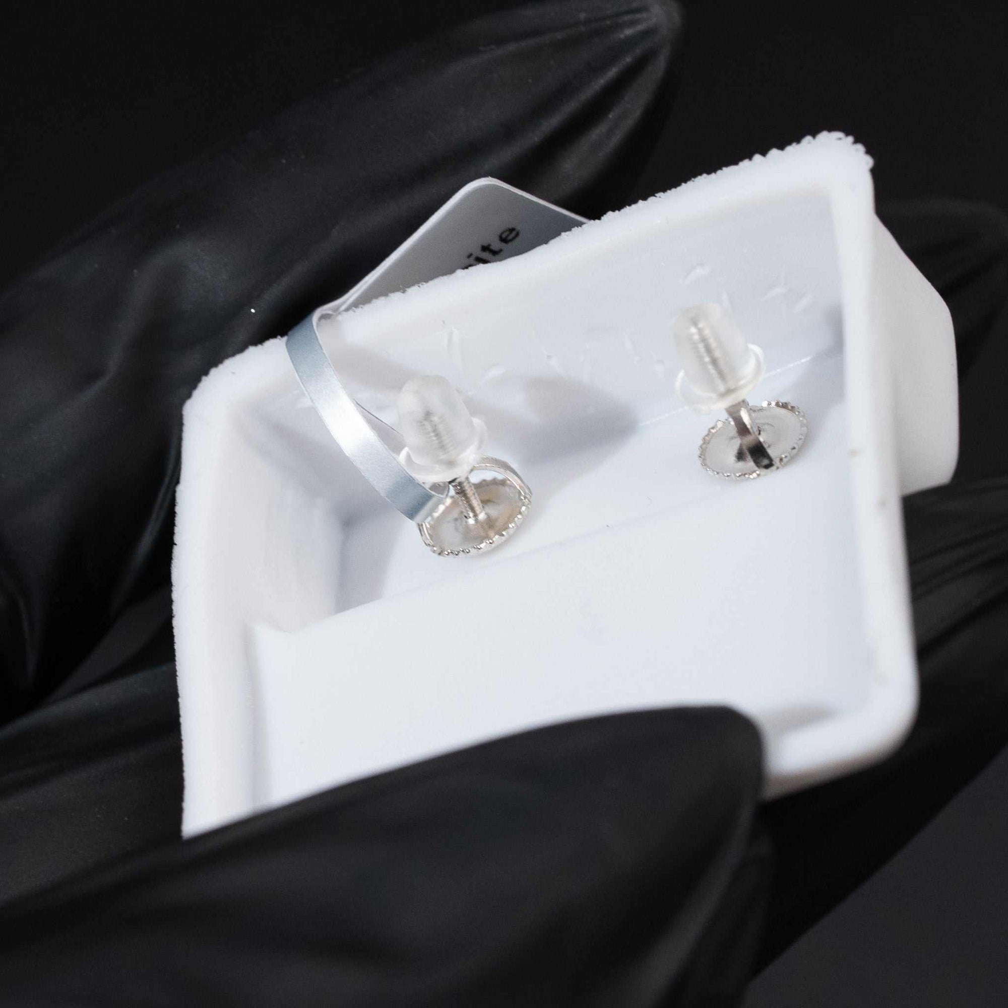 Moissanite Round Halo Stud Earrings 925 Sterling Silver Screw Back