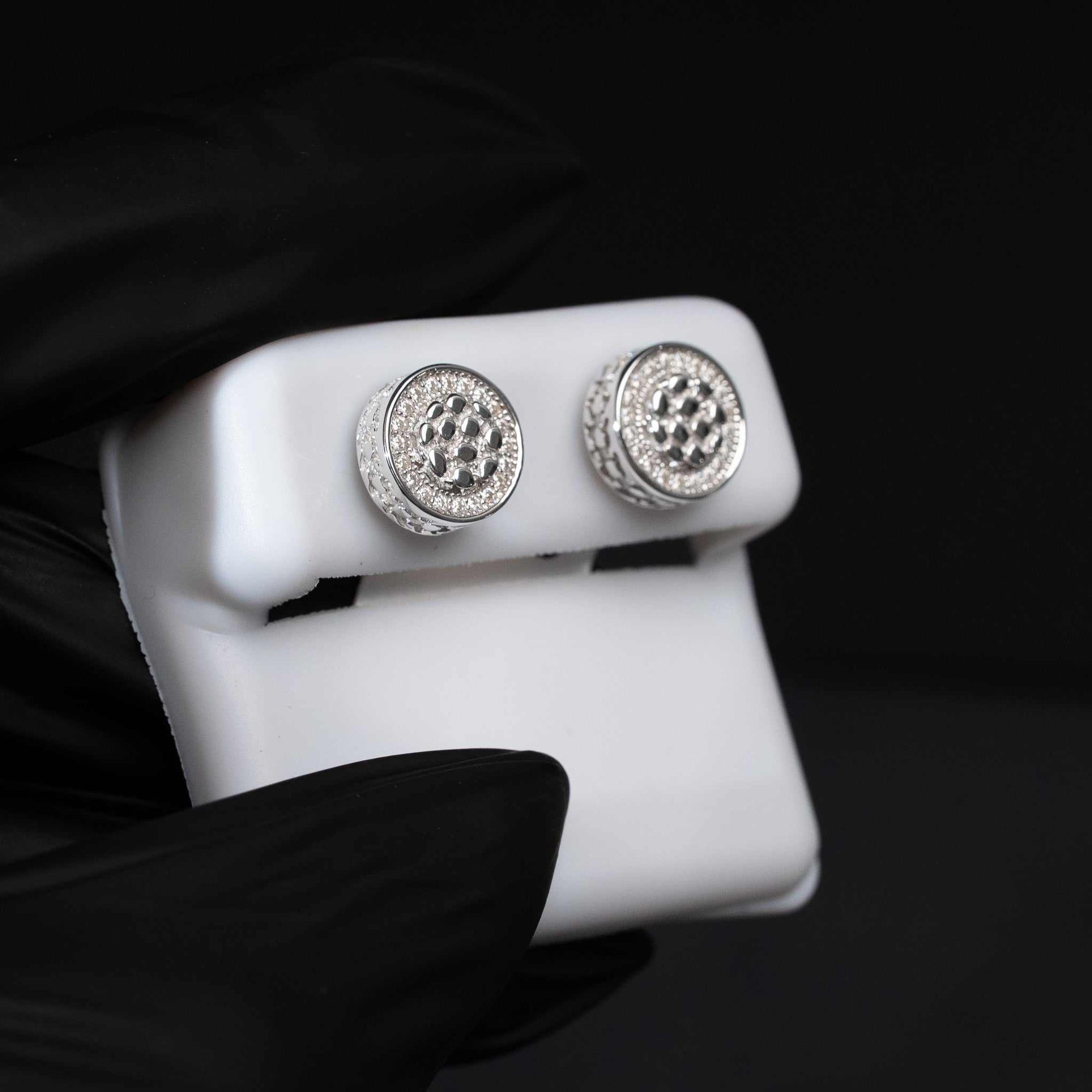 Moissanite Round Nugget Stud Earrings 925 Sterling Silver Screw Back