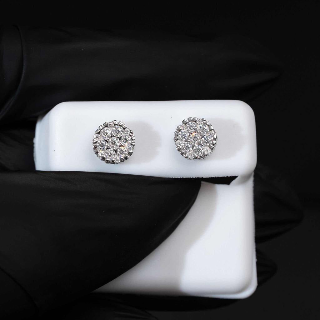 Moissanite Round Stud Earrings Solid 925 Sterling Silver Screw Back 8mm