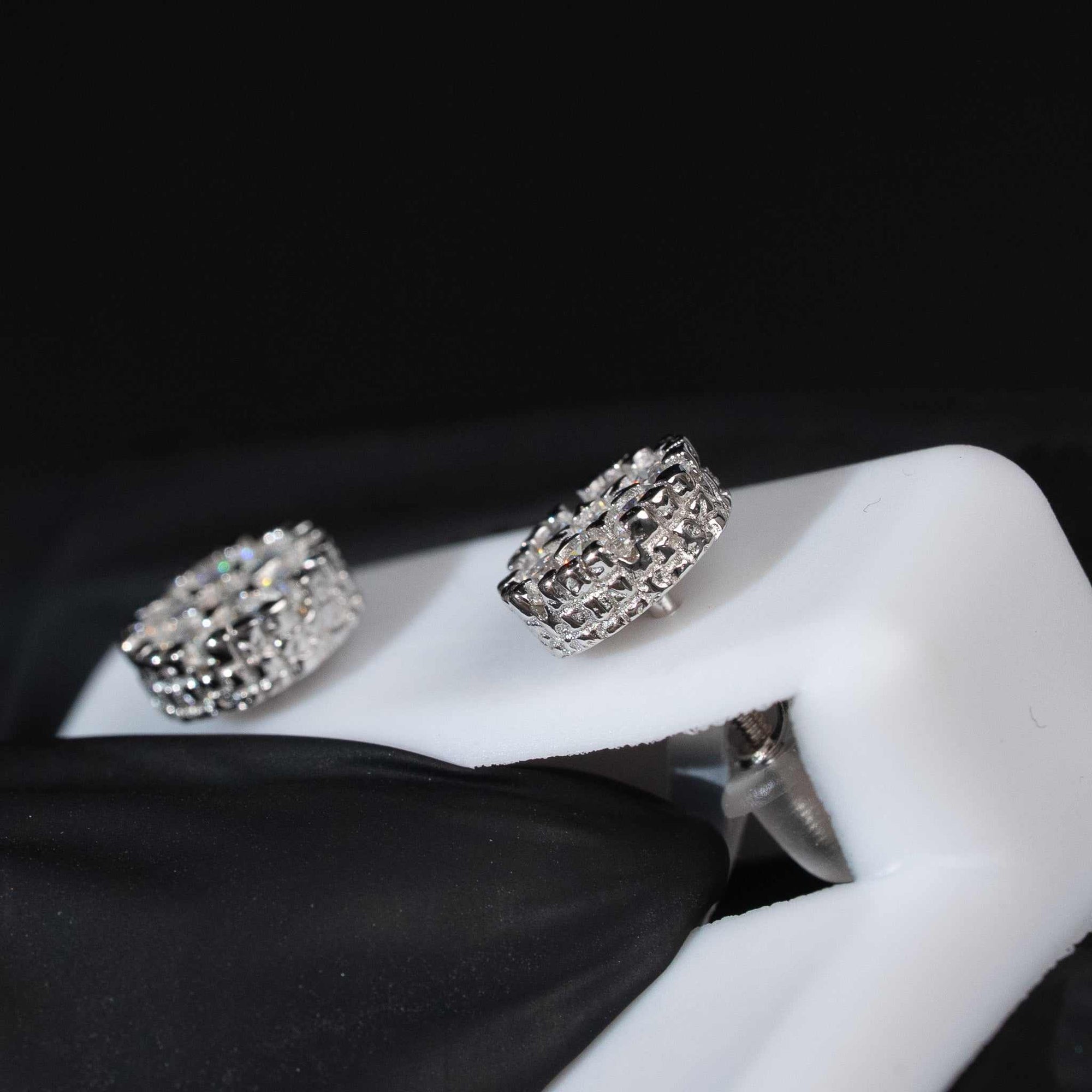 Moissanite Round Stud Earrings Solid 925 Sterling Silver Screw Back 8mm