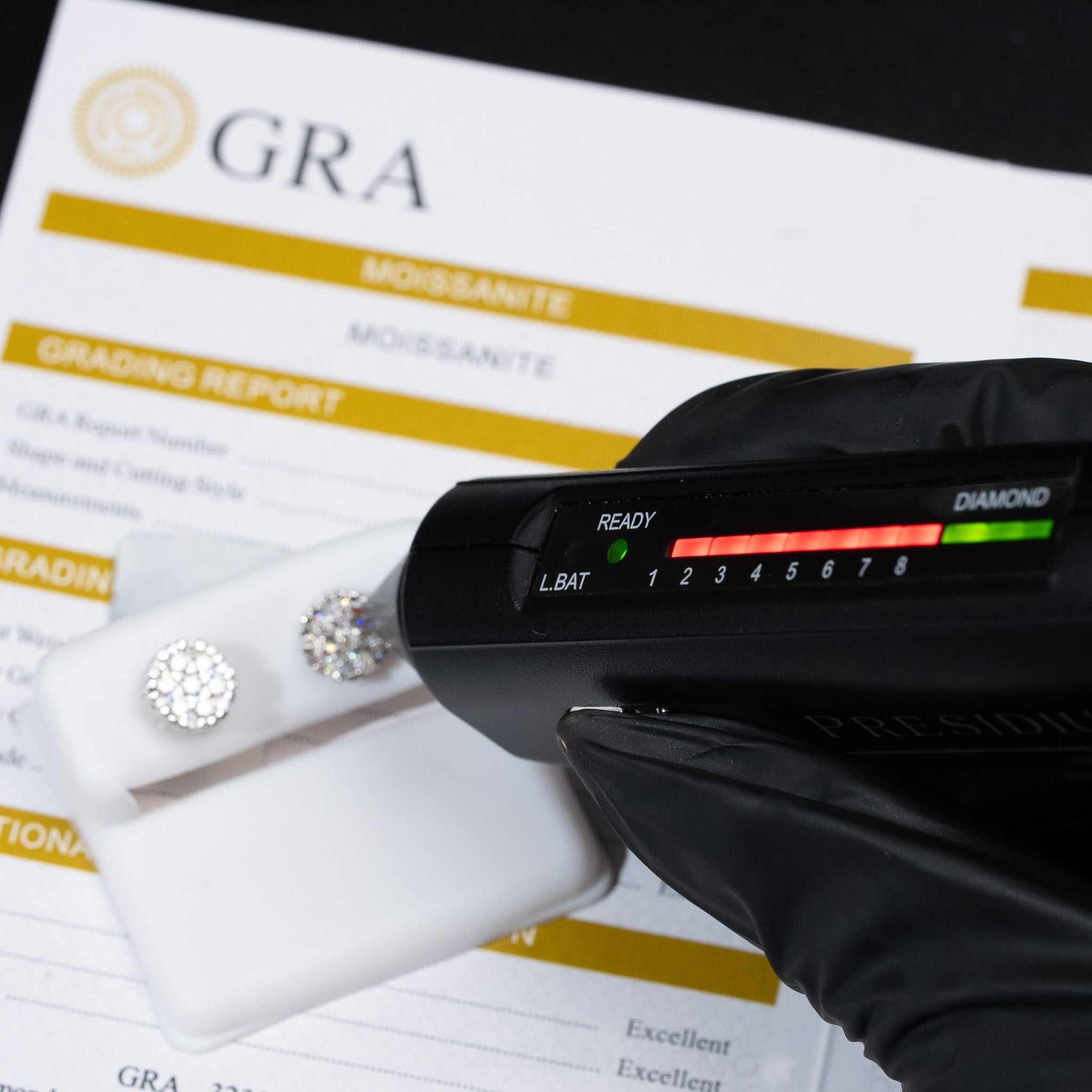 Moissanite Round Stud Earrings Solid 925 Sterling Silver Screw Back 8mm