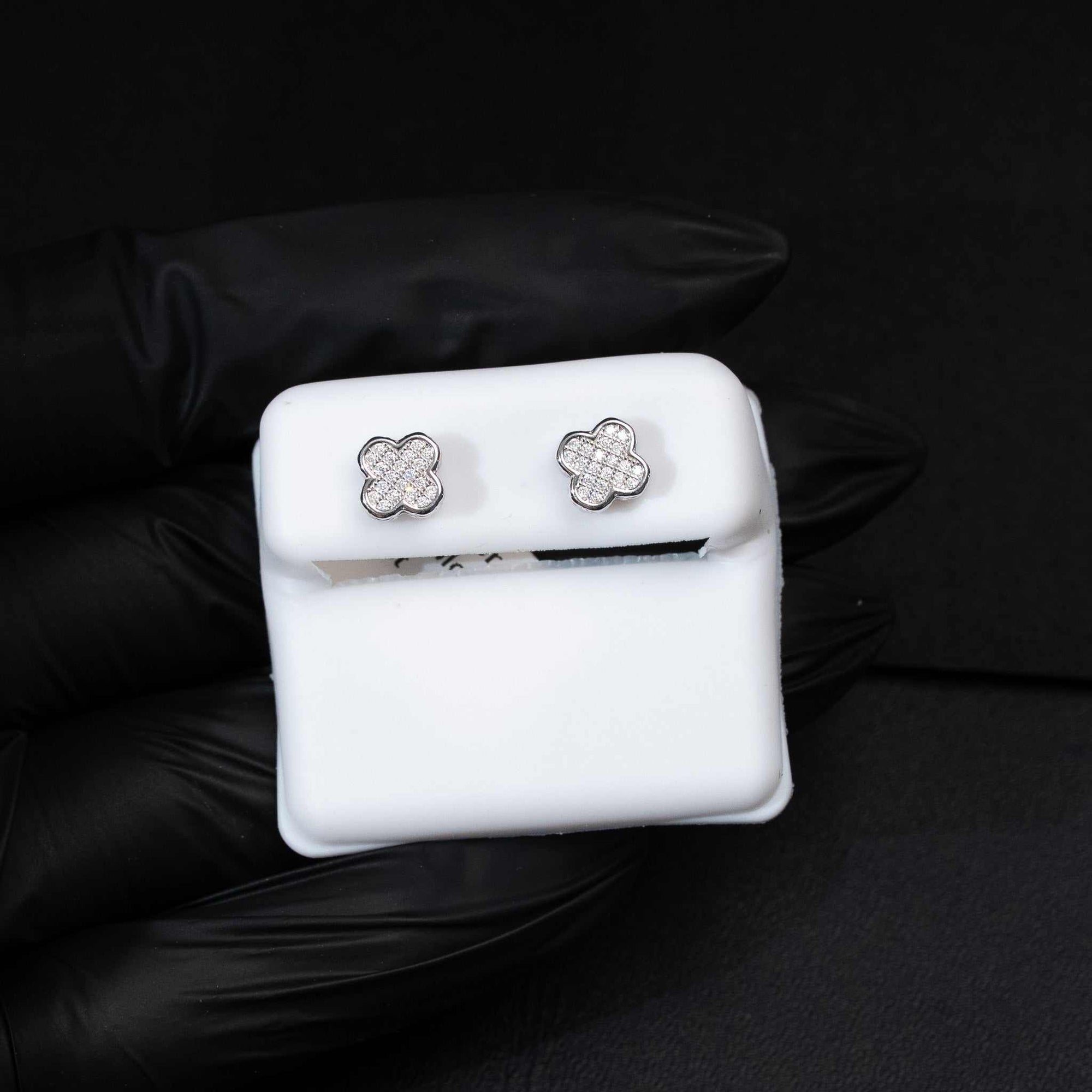 Moissanite Clover Stud Earrings 925 Sterling Silver Screw Back