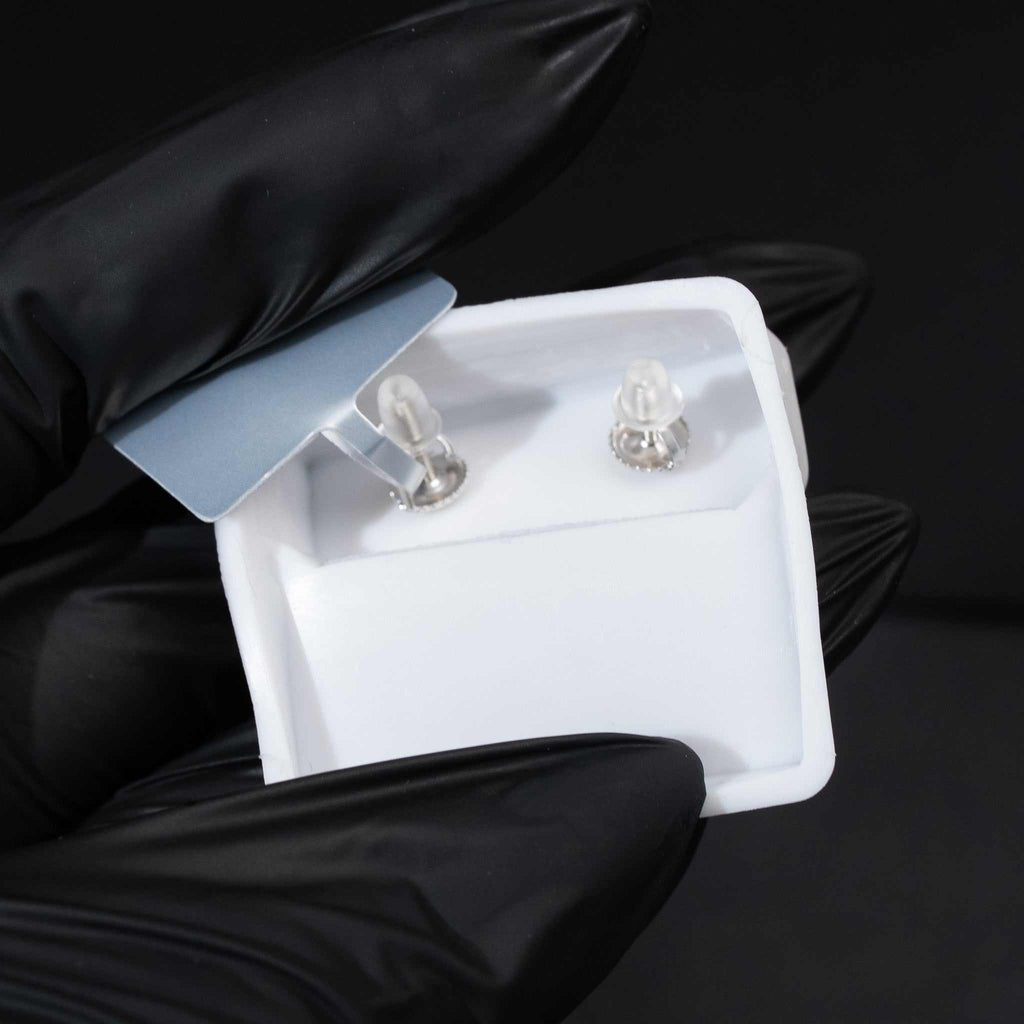 Moissanite Baguette Nugget Saturn Round Stud Earrings 925 Sterling Silver Screw Back