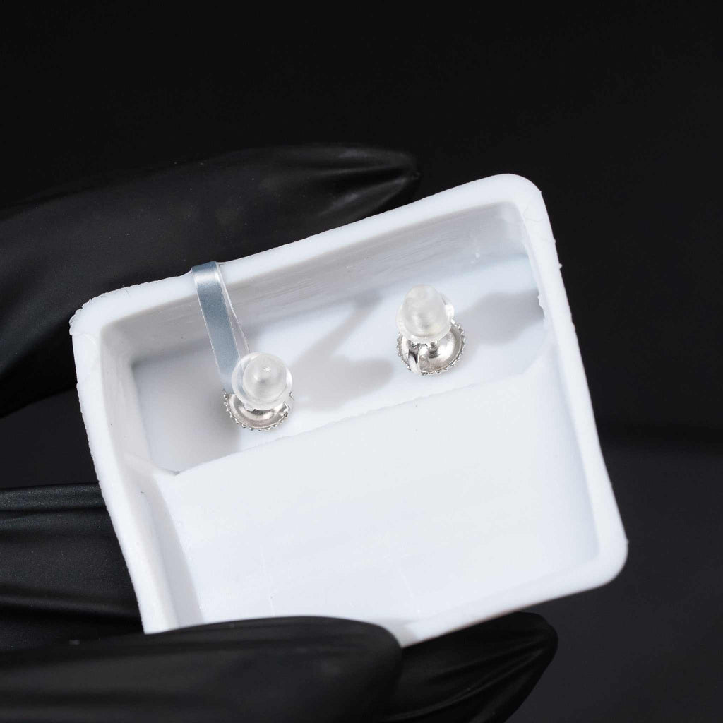Moissanite Baguette Square Stud Earrings 925 Sterling Silver Screw Back