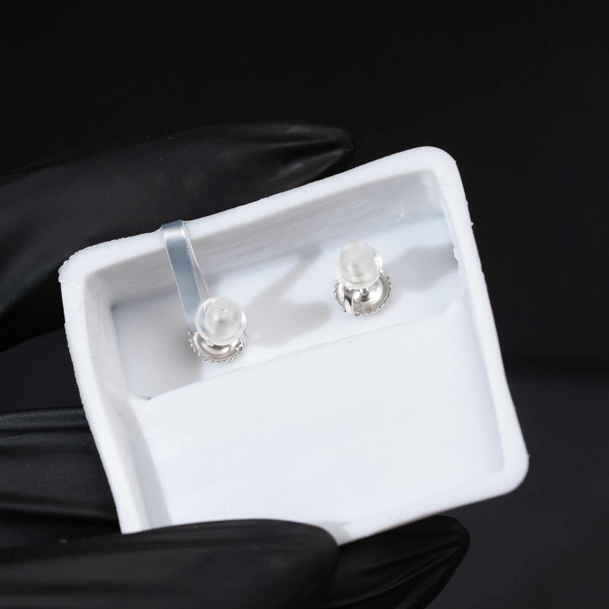 Moissanite Baguette Square Stud Earrings 925 Sterling Silver Screw Back
