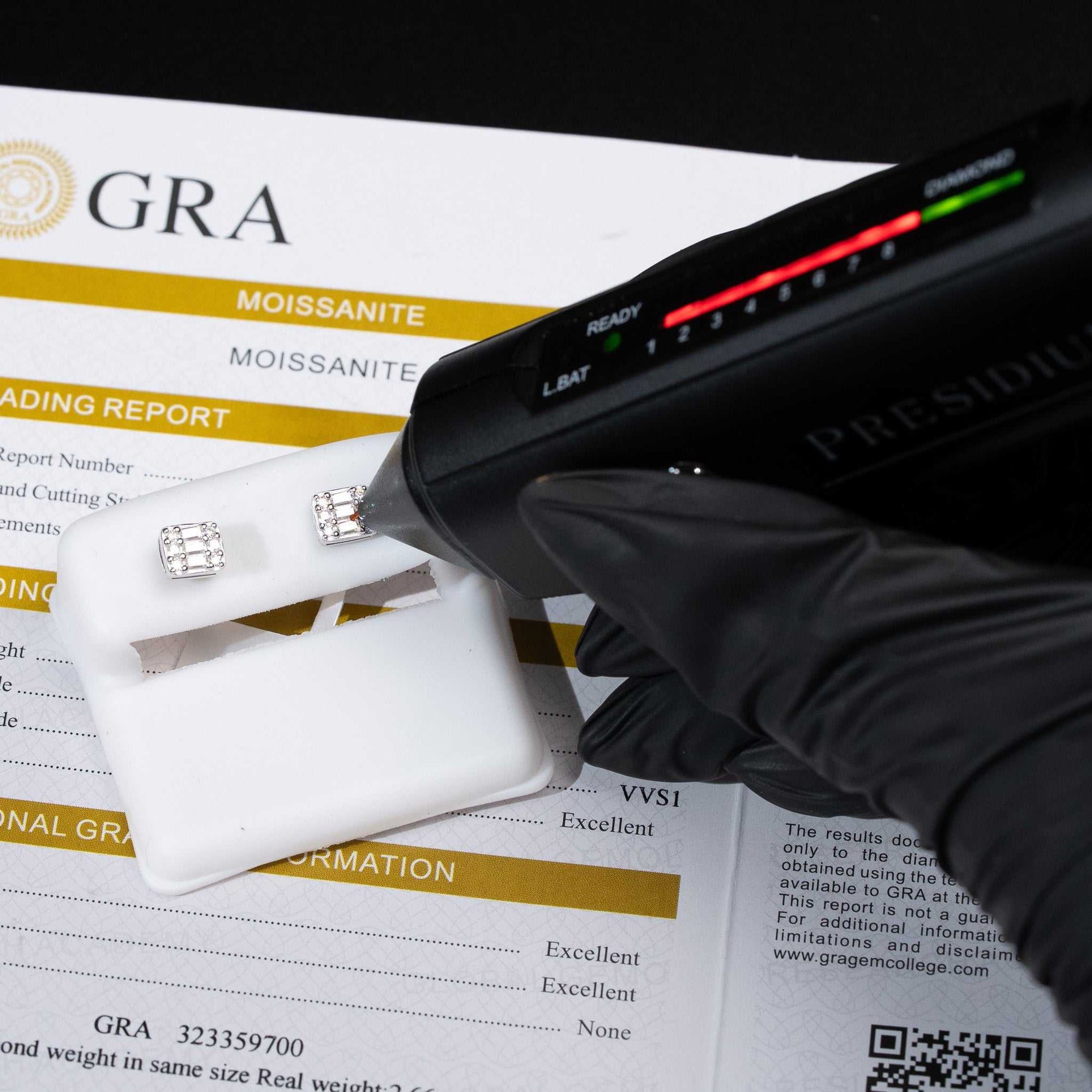 Moissanite Baguette Square Stud Earrings 925 Sterling Silver Screw Back