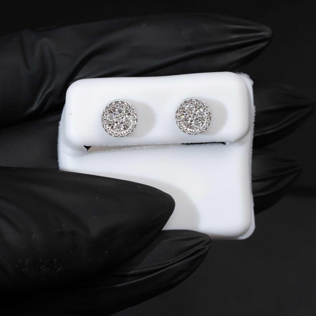 Moissanite Round Stud Earrings 925 Sterling Silver Screw Back